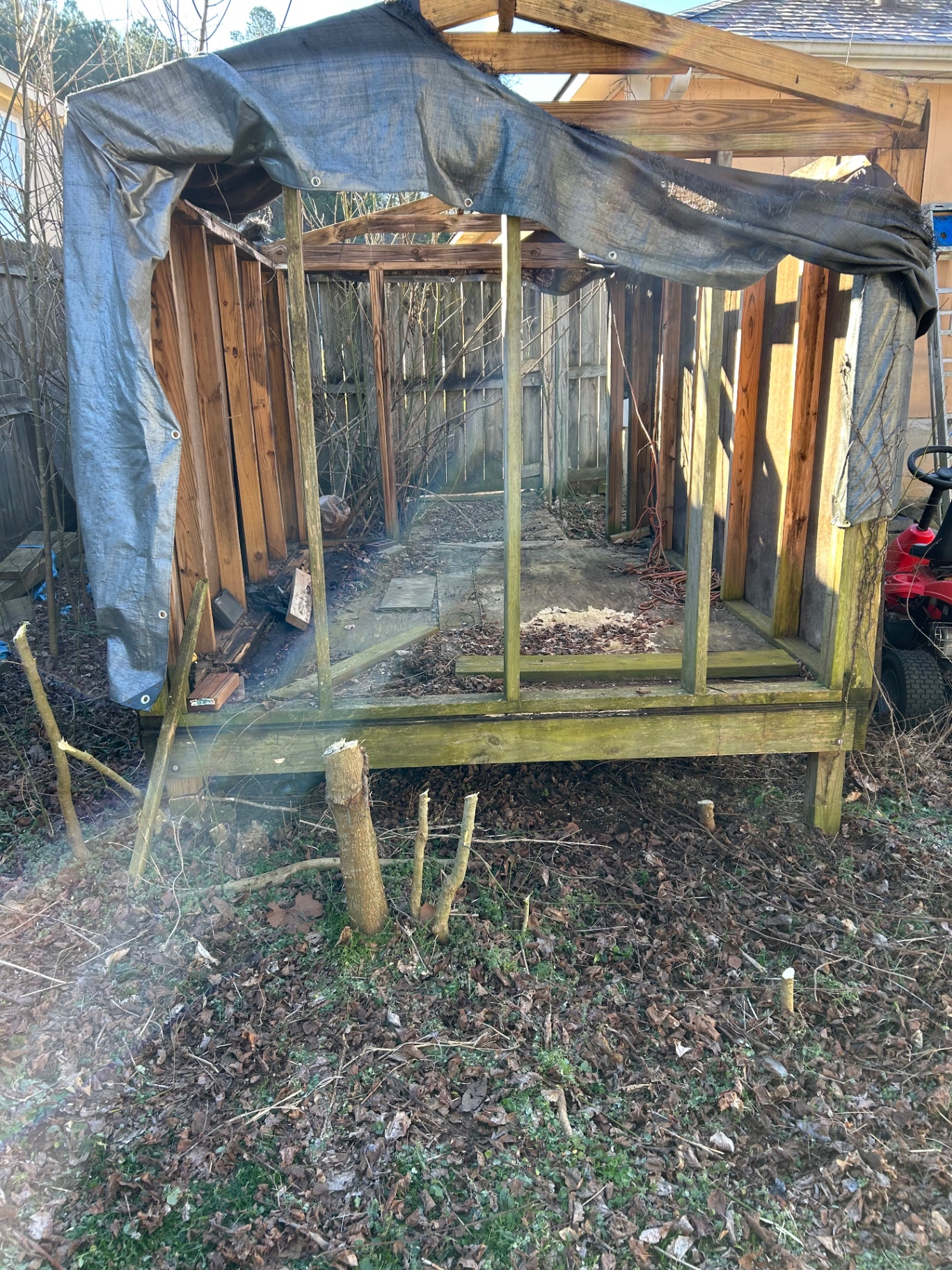 Before: old structure ready for tear-down & haul-away